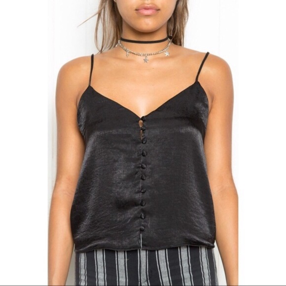 Brandy Melville Tops - NWOT Black Silky Griffin Button down tank top